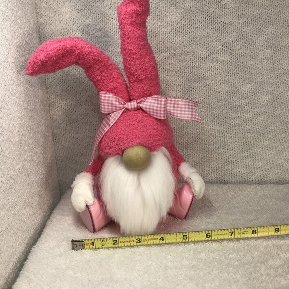 Handmade Pink Plush Easter Rabbit Gnome Egg Basket & Eggs Home Decor Eggs Gnome - Picture 6 of 7